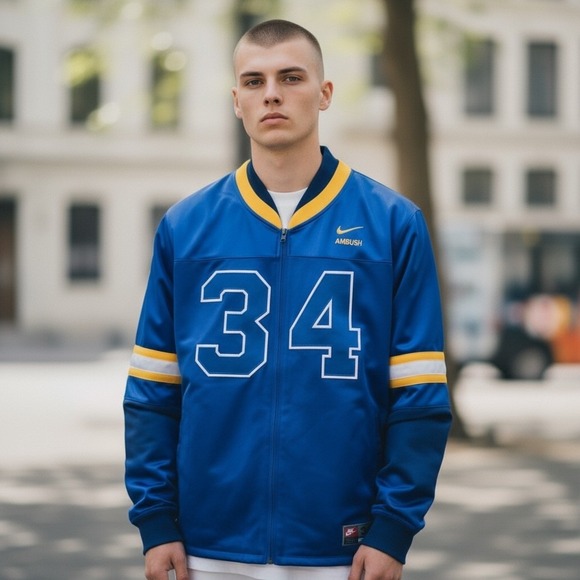 Nike x Ambush Jersey Jacket Royal Blue Full‎ Zip Mens Size Medium DX6916-455 NEW - Picture 2 of 16